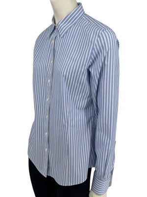 Brooks Brothers Blue & White Striped Tailored Fit Button-Down Shirt – Size 6