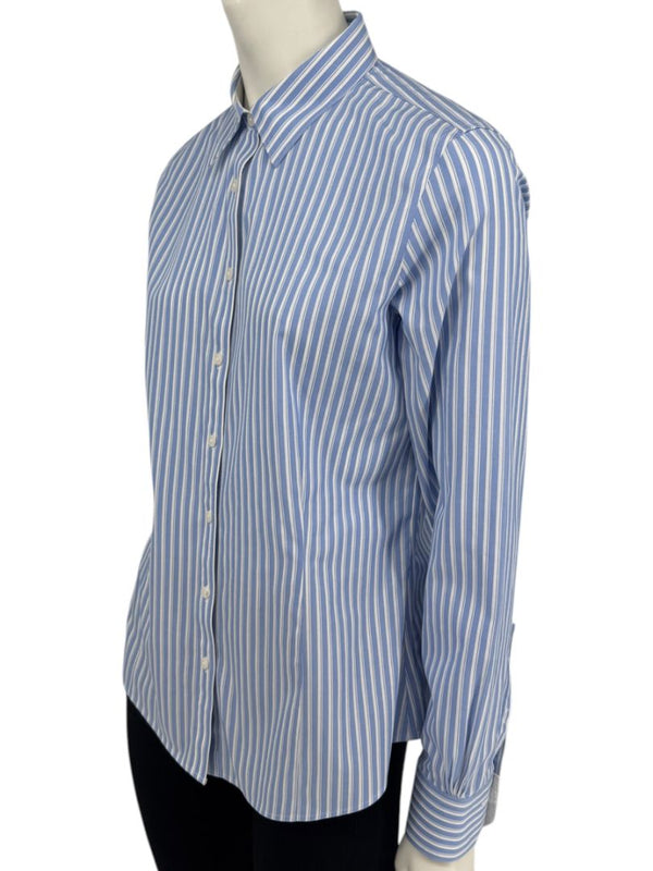 Brooks Brothers Blue & White Striped Tailored Fit Button-Down Shirt – Size 6
