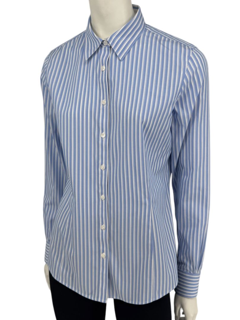 Brooks Brothers Blue & White Striped Tailored Fit Button-Down Shirt – Size 6
