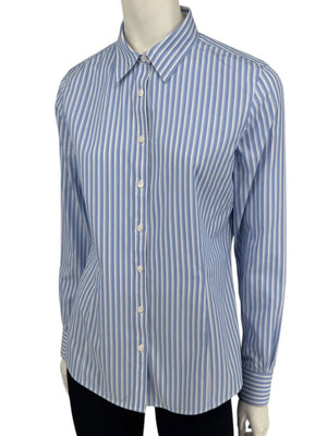 Brooks Brothers Blue & White Striped Tailored Fit Button-Down Shirt – Size 6