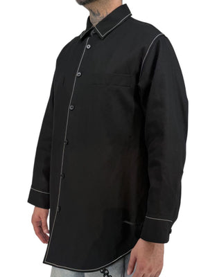 Jil Sander Men's Black Cotton Linen Oversized Shirt Jacket Contrast Stitch Size 52