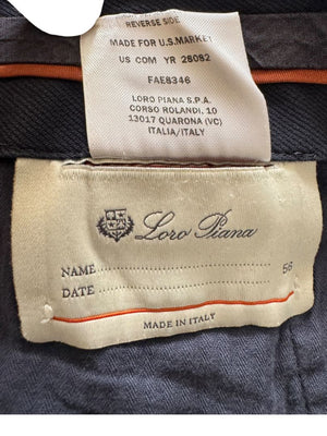 Loro Piana Men's Navy Cotton Stretch Tailored Pants – Size 56IT/US 40
