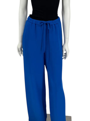Valentino Blue Silk Drawstring Waist Pants – Size IT 40