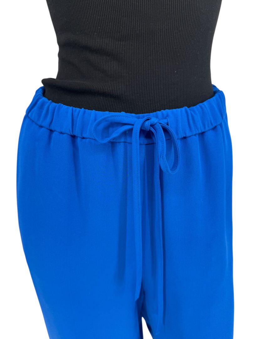 Valentino Blue Silk Drawstring Waist Pants – Size IT 40