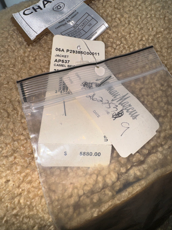 Chanel NWT Fall 2006 Brown Hooded Shearling Jacket -  Size 38