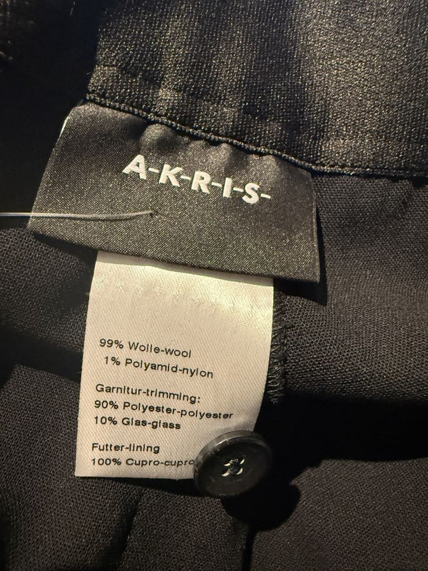 Akris Black Wool Blend Pants with Sequin Trim - Size US 10 (IT 46)
