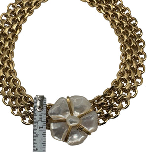 Chanel Mother Of Pearl Camellia Gold Choker/Necklace