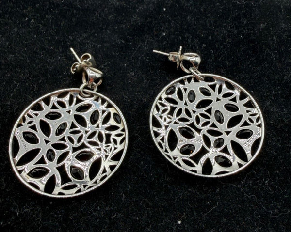 Di Modolo Sterling Silver Black Onyx Link Necklace & Openwork Earrings Set