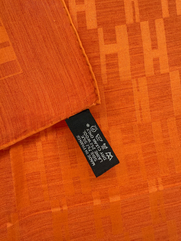 Hermes Façonnée Grand H Jacquard Scarf - Orange