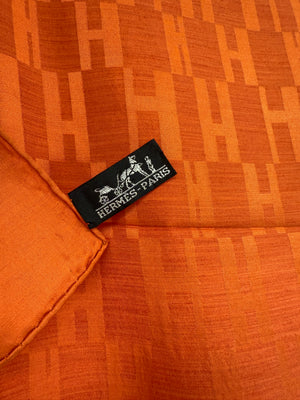 Hermes Façonnée Grand H Jacquard Scarf - Orange