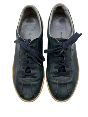 Chanel Blue Leather Lace-Up Sneakers – Size 40