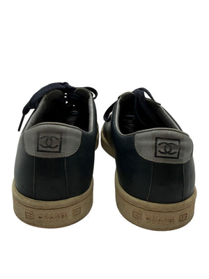 Chanel Blue Leather Lace-Up Sneakers – Size 40