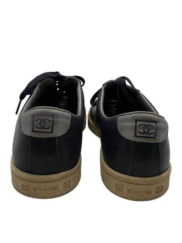 Chanel Blue Leather Lace-Up Sneakers – Size 40