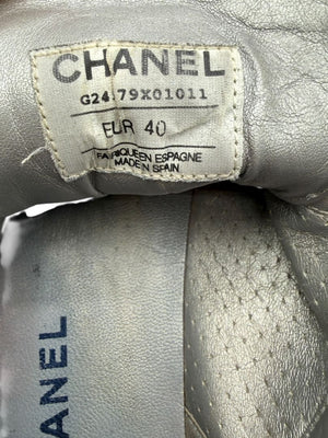Chanel Blue Leather Lace-Up Sneakers – Size 40