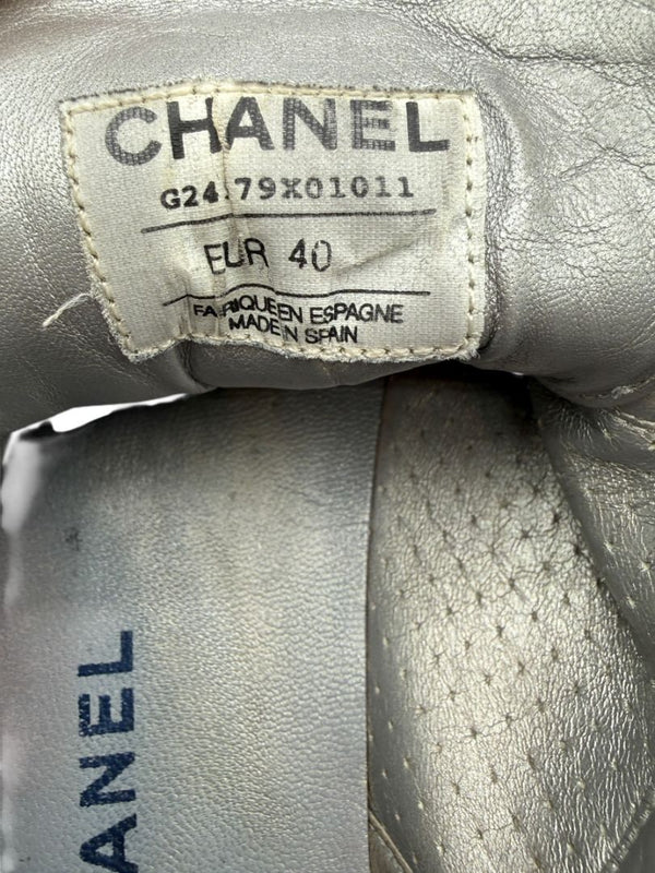Chanel Blue Leather Lace-Up Sneakers – Size 40