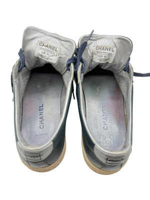 Chanel Blue Leather Lace-Up Sneakers – Size 40