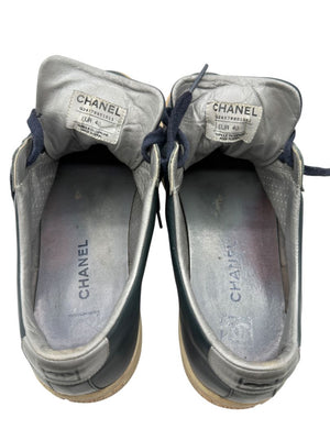 Chanel Blue Leather Lace-Up Sneakers – Size 40