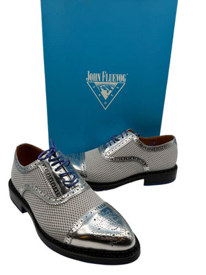 John Fluevog Silver Metallic Mesh & Leather Derby Shoes – Men’s Size 7