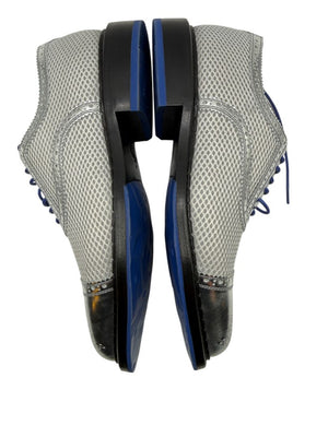 John Fluevog Silver Metallic Mesh & Leather Derby Shoes – Men’s Size 7