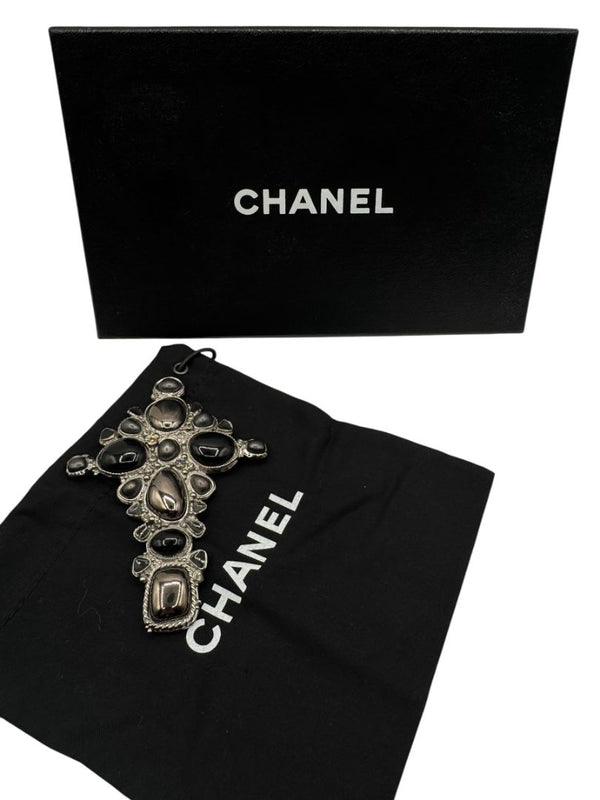 Chanel Fall 2008 Oversized Maltese Cross Gripoix Cabochon Brooch Pin