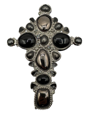 Chanel Fall 2008 Oversized Maltese Cross Gripoix Cabochon Brooch Pin