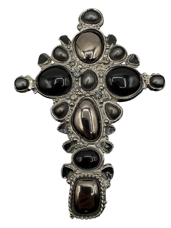 Chanel Fall 2008 Oversized Maltese Cross Gripoix Cabochon Brooch Pin