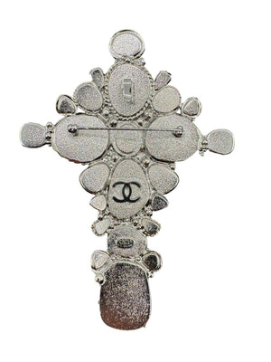 Chanel Fall 2008 Oversized Maltese Cross Gripoix Cabochon Brooch Pin