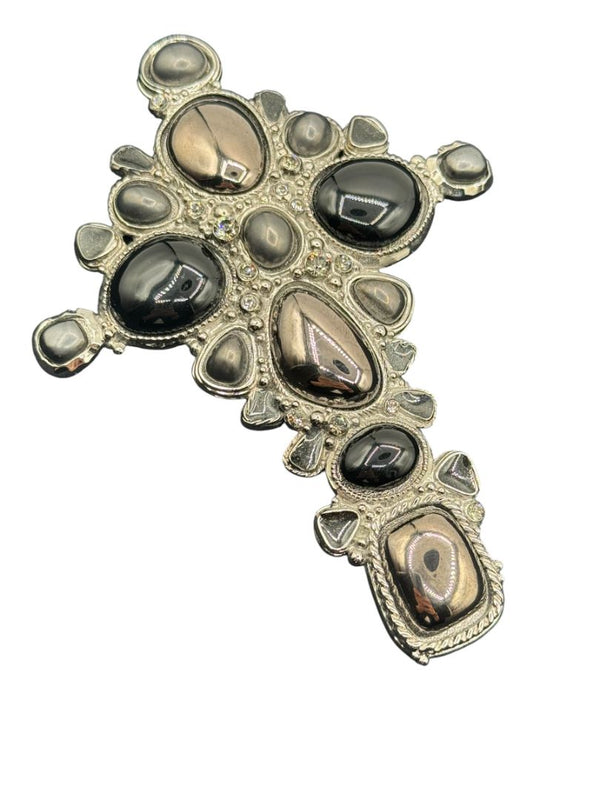 Chanel Fall 2008 Oversized Maltese Cross Gripoix Cabochon Brooch Pin