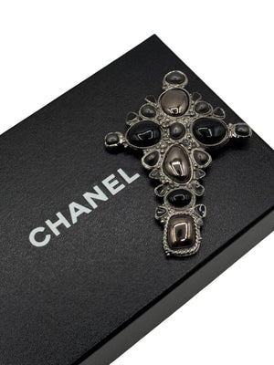 Chanel Fall 2008 Oversized Maltese Cross Gripoix Cabochon Brooch Pin