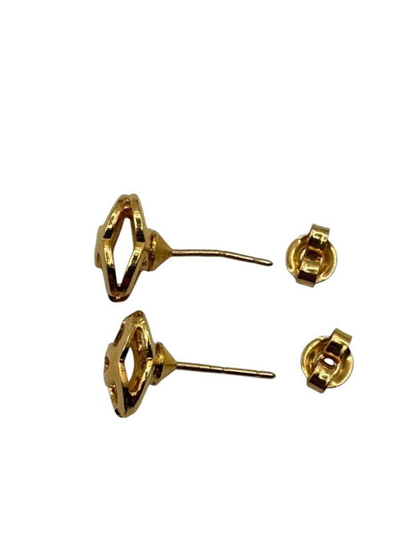Chanel Gold-Tone Interlocking CC Logo Stud Earrings