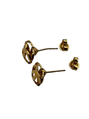 Chanel Gold-Tone Interlocking CC Logo Stud Earrings