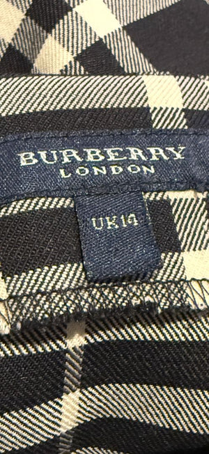 Burberry London Black & Ivory Plaid Wool Trousers – Size UK 10