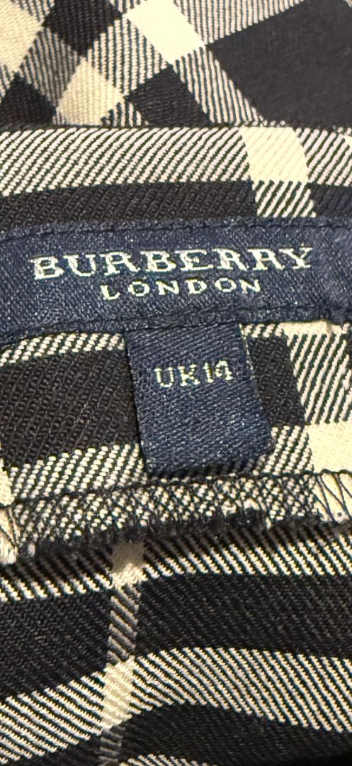 Burberry London Black & Ivory Plaid Wool Trousers – Size UK 10