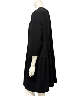 Oscar de la Renta Black Drop-Waist Shift Dress – Size 16