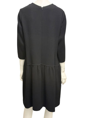 Oscar de la Renta Black Drop-Waist Shift Dress – Size 16