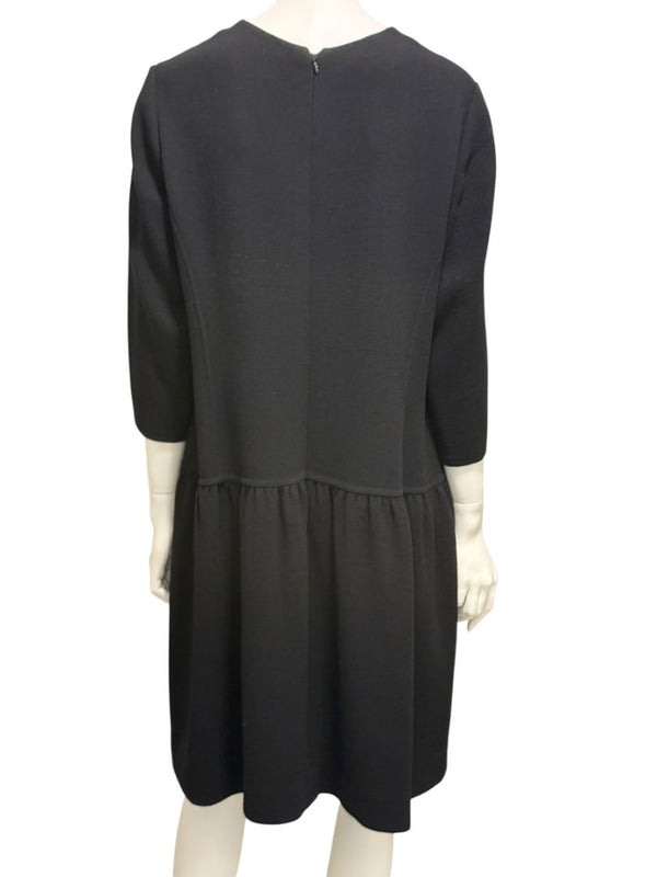 Oscar de la Renta Black Drop-Waist Shift Dress – Size 16