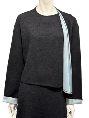 Thierry Mugler Vintage 90's Gray Knit Two-Piece Skirt Suit – Jacket Size L / Skirt Size M