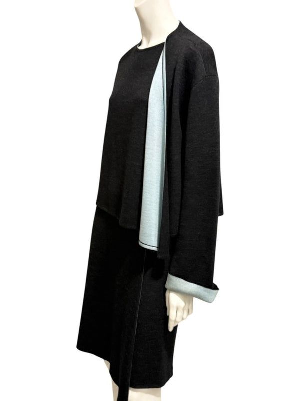 Thierry Mugler Vintage 90's Gray Knit Two-Piece Skirt Suit – Jacket Size L / Skirt Size M