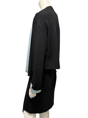 Thierry Mugler Vintage 90's Gray Knit Two-Piece Skirt Suit – Jacket Size L / Skirt Size M