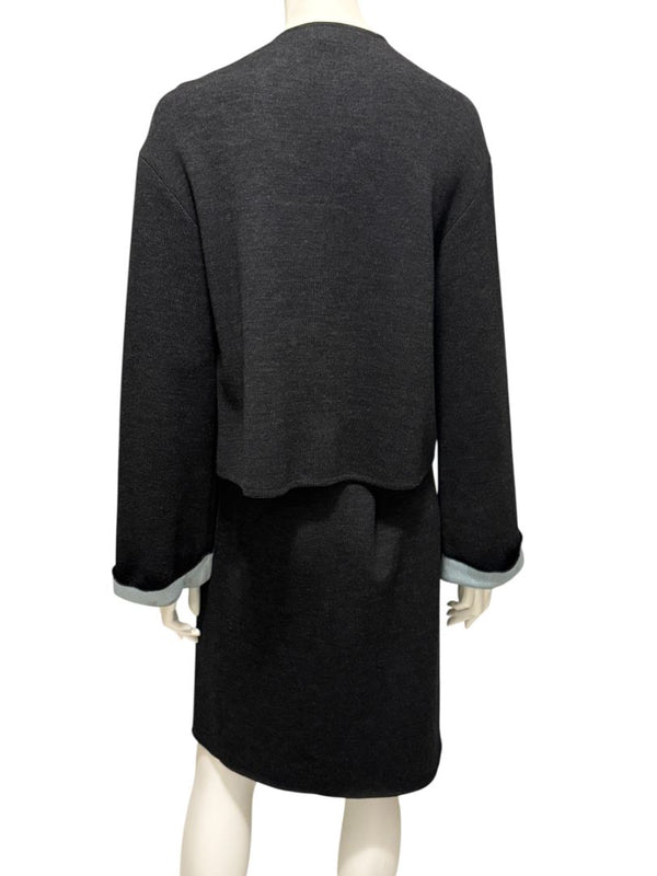 Thierry Mugler Vintage 90's Gray Knit Two-Piece Skirt Suit – Jacket Size L / Skirt Size M