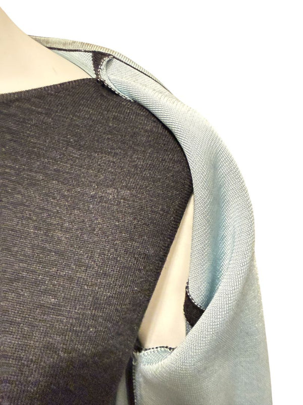 Thierry Mugler Vintage 90's Gray Knit Two-Piece Skirt Suit – Jacket Size L / Skirt Size M