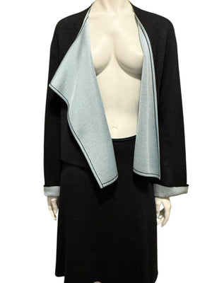 Thierry Mugler Vintage 90's Gray Knit Two-Piece Skirt Suit – Jacket Size L / Skirt Size M