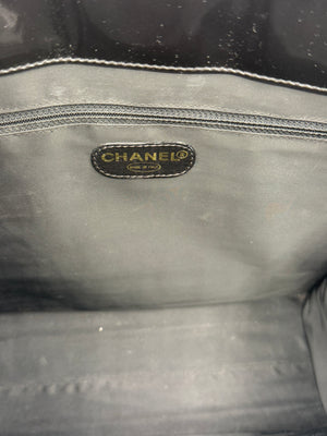 Chanel CC Turnlock Patent Tote with Silver Chain/Hardware