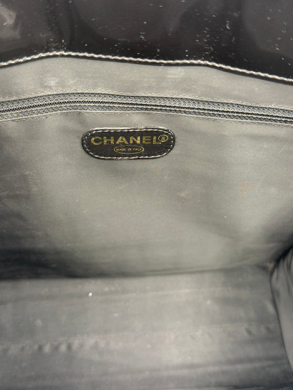 Chanel CC Turnlock Patent Tote with Silver Chain/Hardware