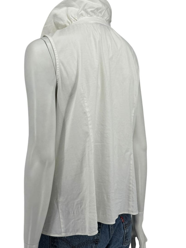Lafayette 148 New York White Sleeveless Gathered Collar Blouse – Size 12