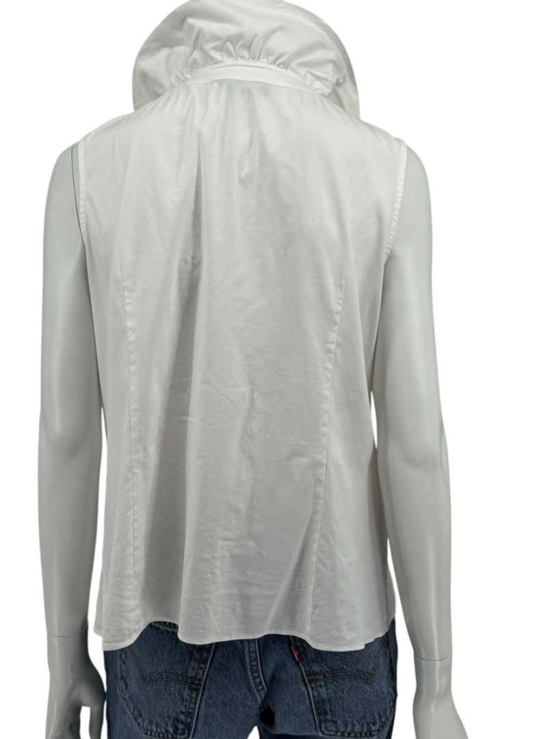 Lafayette 148 New York White Sleeveless Gathered Collar Blouse – Size 12