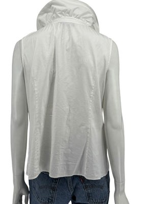 Lafayette 148 New York White Sleeveless Gathered Collar Blouse – Size 12