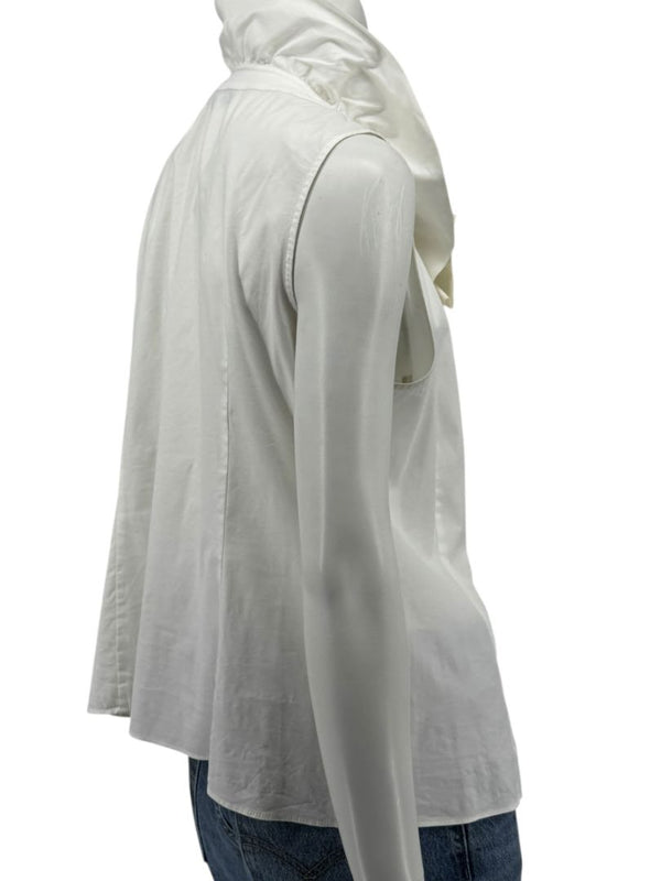 Lafayette 148 New York White Sleeveless Gathered Collar Blouse – Size 12