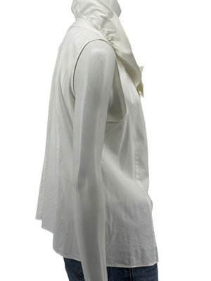 Lafayette 148 New York White Sleeveless Gathered Collar Blouse – Size 12