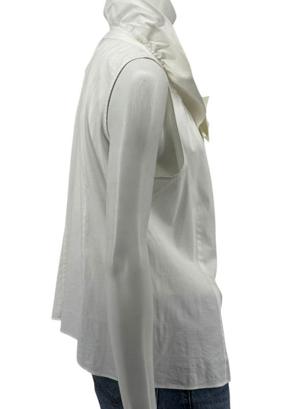 Lafayette 148 New York White Sleeveless Gathered Collar Blouse – Size 12